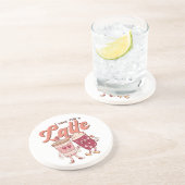 Ik hou van je een latte retro groovy Valentijnse  Zandsteen Onderzetter (Zijkant)