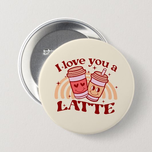 Ik hou van je, een latte ronde button 7,6 cm (Voorkant /achterkant)