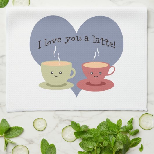 Ik hou van je een latte! theedoek (Gevouwen)