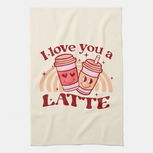 Ik hou van je, een latte theedoek (Verticaal)