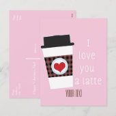 IK HOU VAN JE EEN LATTE Valentijnsdag Coffee Brief Feestdagenkaart (Voorkant / Achterkant)