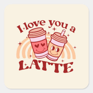 Ik hou van je, een latte vierkante sticker
