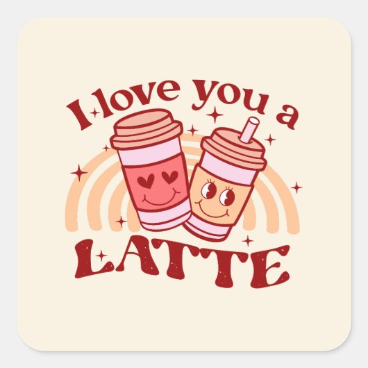 Ik hou van je, een latte vierkante sticker (Voorkant)