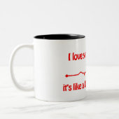 Ik hou van je, een leuke romantische meme. tweekleurige koffiemok (Links)