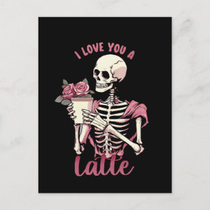 Ik hou van je een valentijnsdag skelet briefkaart