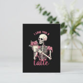 Ik hou van je een Valentijnsdag skelet Informatiekaartje (Staand voorkant)