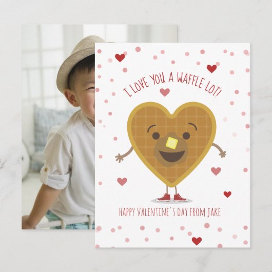 Ik hou van je een wafel veel hart Kinder Valentijn Briefkaart (Voorkant / Achterkant)