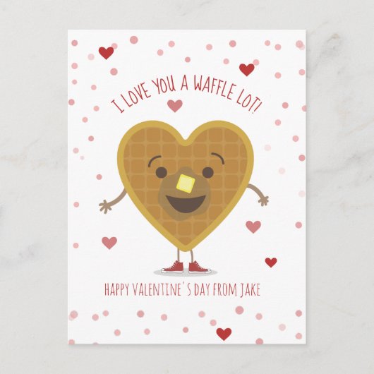 Ik hou van je een wafel veel hart Kinder Valentijn Briefkaart (Voorkant)