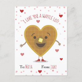 Ik hou van je een Waffle Lot Heart Kinder Valentij Briefkaart