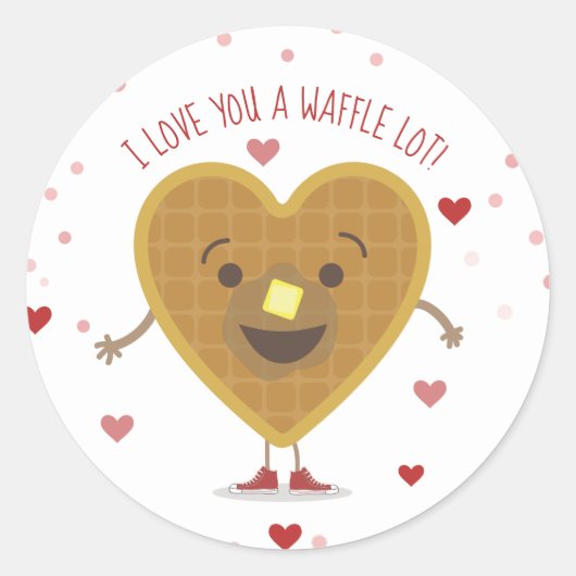 Ik hou van je een Waffle Lot Heart Kinder Valentij Ronde Sticker (Voorkant)