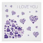 Ik hou van je. Eenvoudige paarse harten. Perfect Poster (Voorkant)