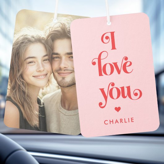 Ik hou van je elegante retro rode roze Valentijnsd Luchtverfrisser