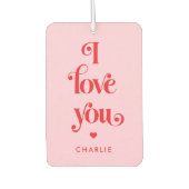 Ik hou van je elegante retro rode roze Valentijnsd Luchtverfrisser (Voorkant)