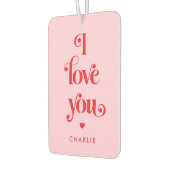 Ik hou van je elegante retro rode roze Valentijnsd Luchtverfrisser (Links)