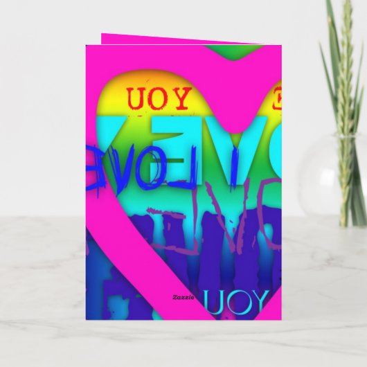 Ik hou van je elektrische kleuren Pop Art V Wenska Feestdagen Kaart (Achterkant)