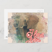 Ik hou van je elphants briefkaart (Voorkant / Achterkant)