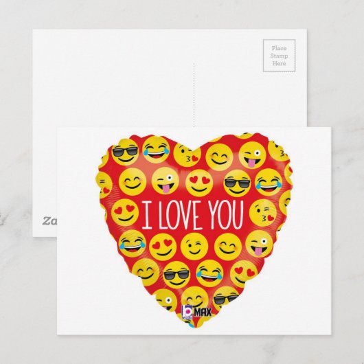 Ik hou van je emoji hart briefkaart (Voorkant / Achterkant)