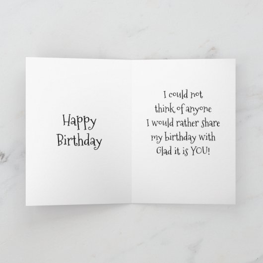 IK HOU VAN JE EN BLIJE "WEDERZIJDSE VERJAARDAG" KAART (Binnen)