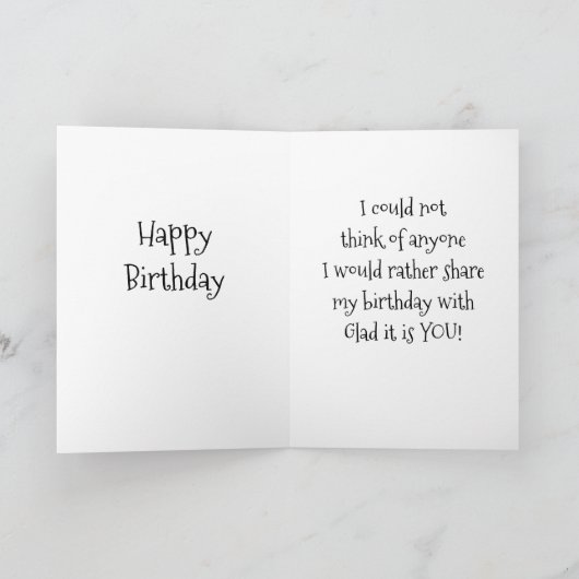 IK HOU VAN JE EN BLIJE "WEDERZIJDSE VERJAARDAG" KAART (Binnen)