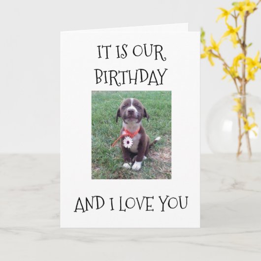 IK HOU VAN JE EN BLIJE "WEDERZIJDSE VERJAARDAG" KAART (Gele Bloem)