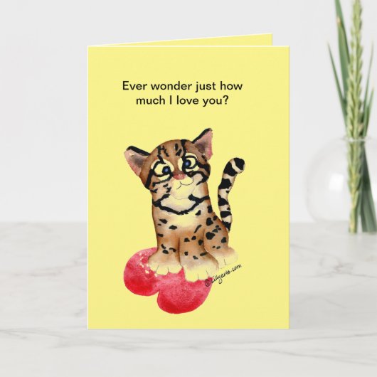 Ik hou van je en een Ocelot Pun Valentijn Kaart (Voorkant)