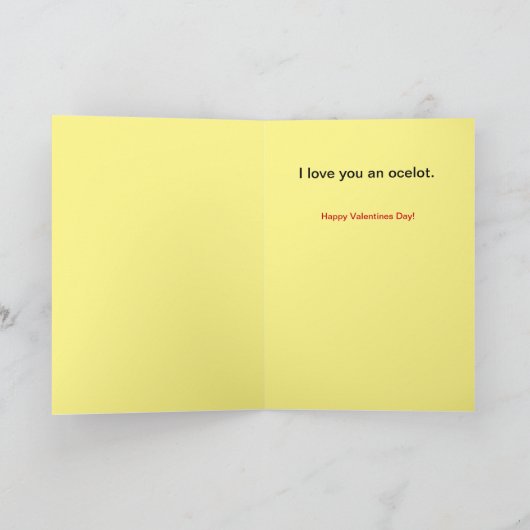Ik hou van je en een Ocelot Pun Valentijn Kaart (Binnen)