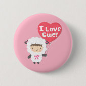 Ik hou van je Ewe Cute Sheep Pun Button (Voorkant)