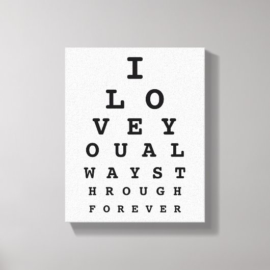 Ik hou van je Eye Chart Canvas (Voorkant)