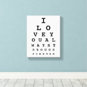 Ik hou van je Eye Chart Canvas (Insitu (Houten vloer))