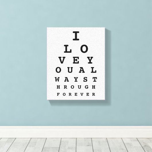 Ik hou van je Eye Chart Canvas (Insitu (Houten vloer))
