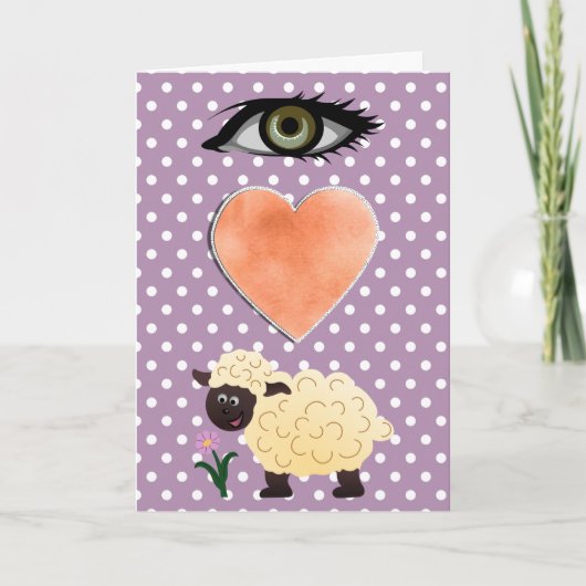 Ik hou van je - Eye Heart Ewe Feestdagen Kaart (Voorkant)