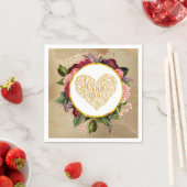 Ik hou van je Fancy Golden  hart met Florals Servet (Insitu)