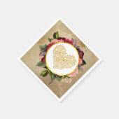 Ik hou van je Fancy Golden  hart met Florals Servet (Hoek)