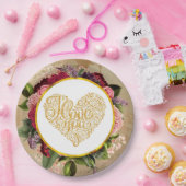 Ik hou van je Fancy Golden hart Papieren Bordje (Feest)