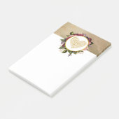 Ik hou van je Fancy Golden Heart met Floral Lijst Post-it® Notes (Schuin)