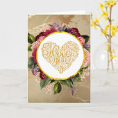 Ik hou van je Fancy Golden  Heart Valentijns Kaart (Gele Bloem)