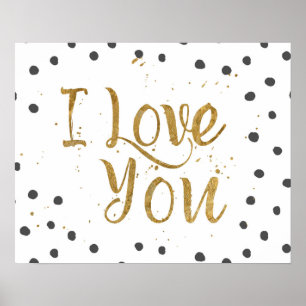 "Ik hou van je" Faux Gold Dot Decoratief Poster