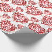 Ik hou van je Floral Retro Hearts Patroon Cadeaupapier (Hoek)