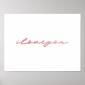 Ik hou van je | folie roze roze voorzijde | Minima Poster (Voorkant)