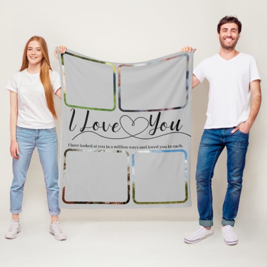 Ik hou van je Foto Jubileum Valentijn Fleece Deken (In situ)