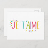 Ik hou van je Frans Je t-aime-regenboog Briefkaart (Voorkant / Achterkant)