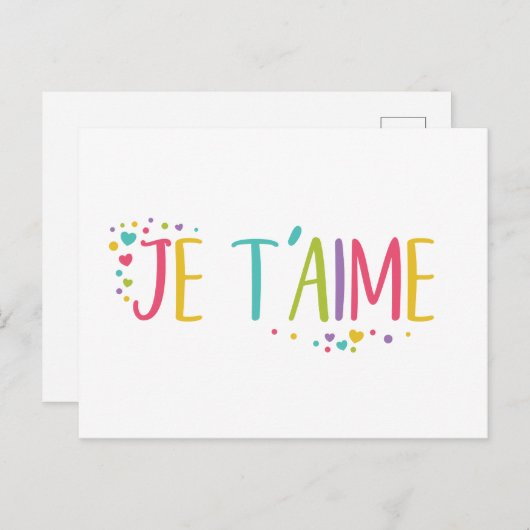 Ik hou van je Frans Je t-aime-regenboog Briefkaart (Voorkant / Achterkant)