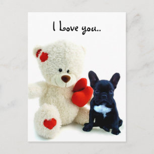 Ik hou van je Franse Bulldog puppy briefkaart