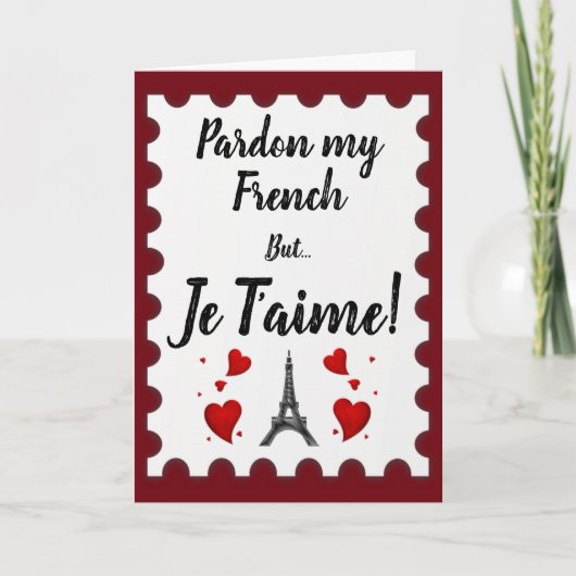 Ik hou van je French Valentine Card Kaart (Voorkant)