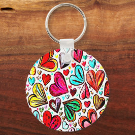 IK HOU VAN JE FUNKY-HEART PATROON VALENTIJNS SLEUTELHANGER