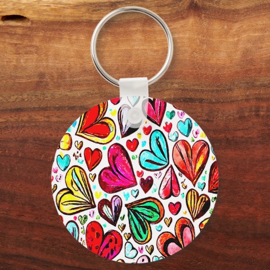 IK HOU VAN JE FUNKY-HEART PATROON VALENTIJNS SLEUTELHANGER (Voorkant)