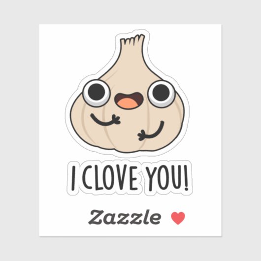 Ik hou van je Funny Spice Garlic Pun Sticker (Vel)