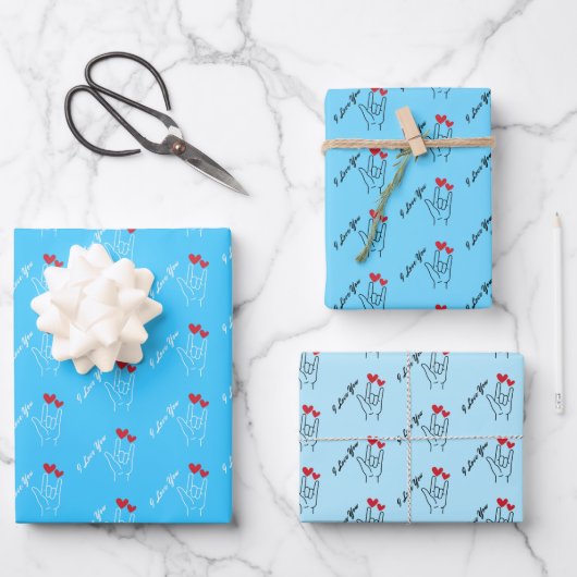 Ik hou van je - Gebarentaal - Doof Bewustzijn Inpakpapier Vel (Voorkant)