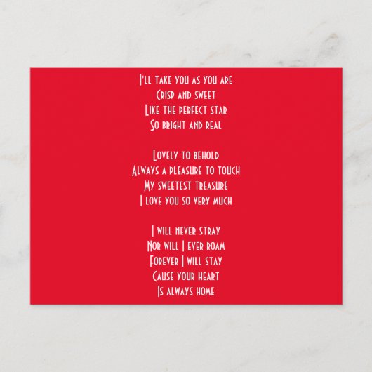 Ik hou van je gedicht briefkaart (Voorkant)