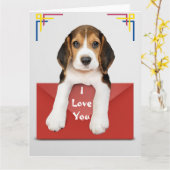 Ik hou van je, gedrukt op rode envelop kaart (Gele Bloem)